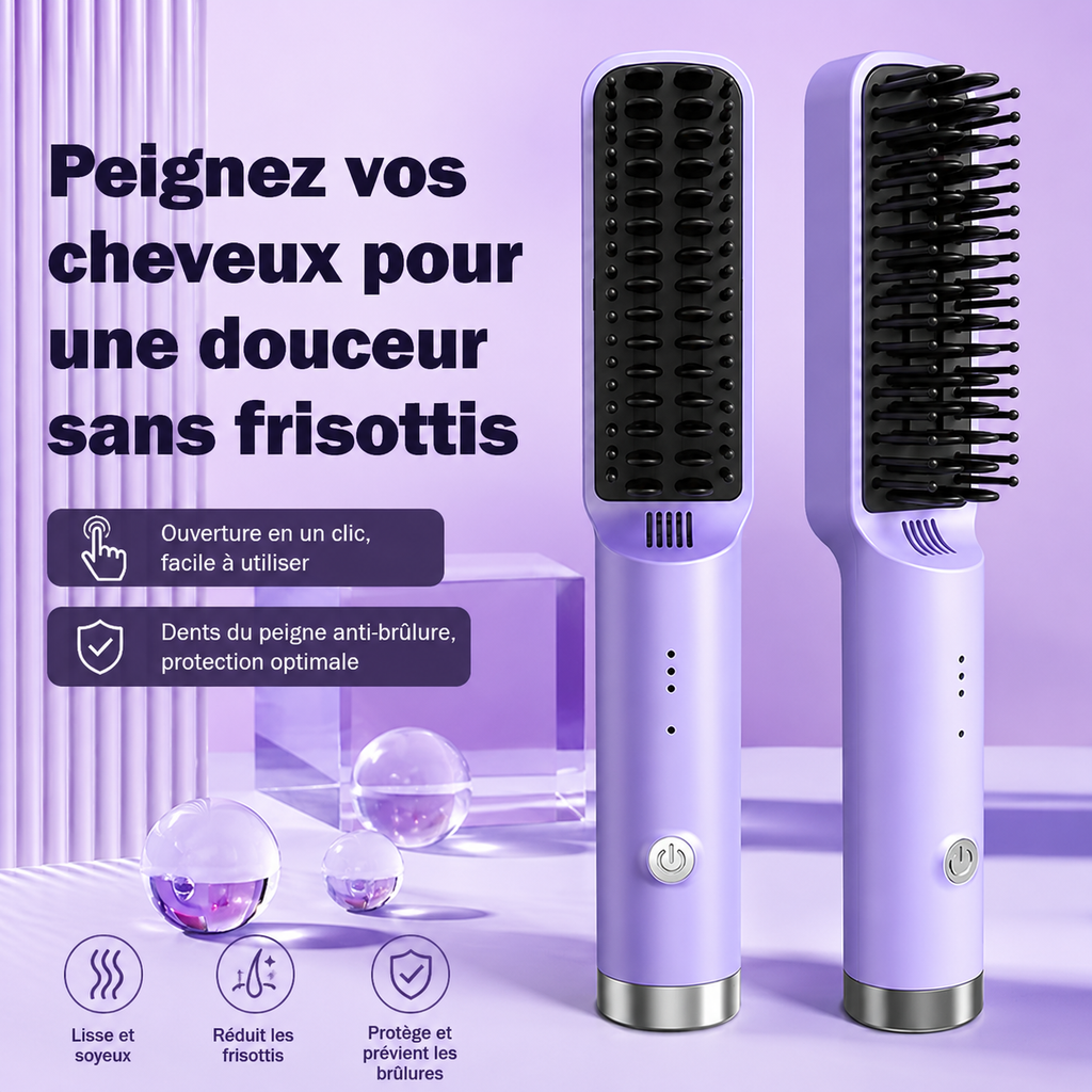 BellaStyle LissePro™ – Kabellose, ionische Haarglättbürste